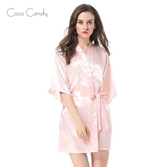 🆕Luxury Satin Pink Kimono Robe - Picture 1 of 7